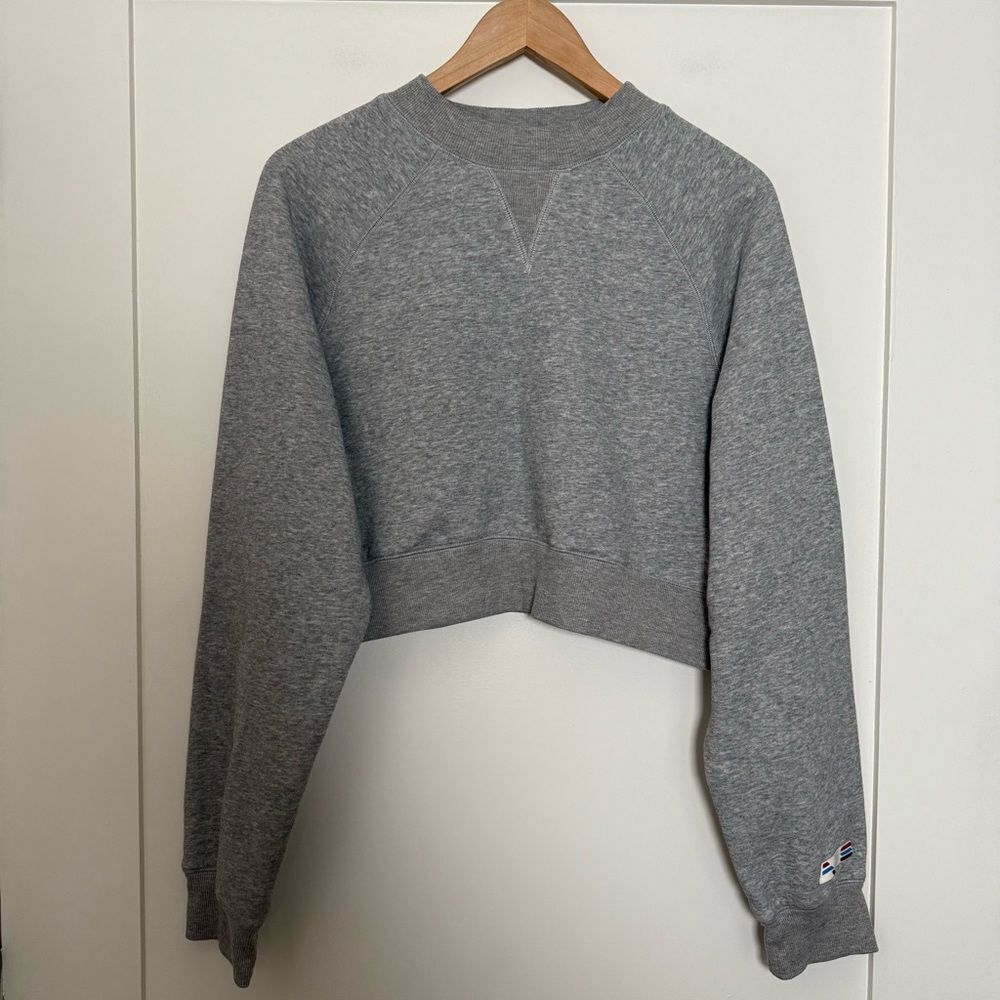 Adam Selman Sport Cropped Sweatshirt Womens Sz XL Gray Pullover Logo Athleisure